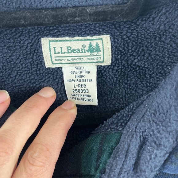 L.L. Bean Plaid Fleece-Lined Flannel Shacket Jacket Men's Size L - Picture 2 of 9
